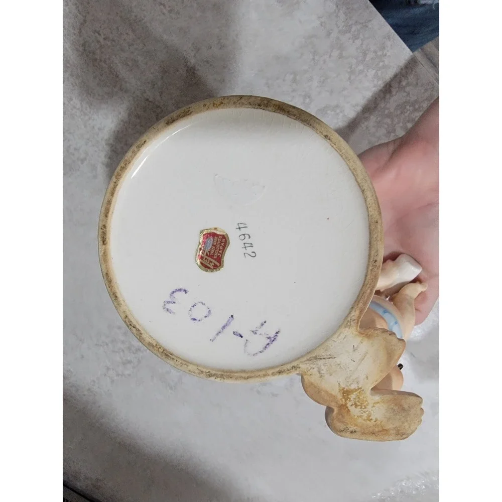 Vintage Lefton Baby Planter Wearing Diaper Kitschy Milk Pail